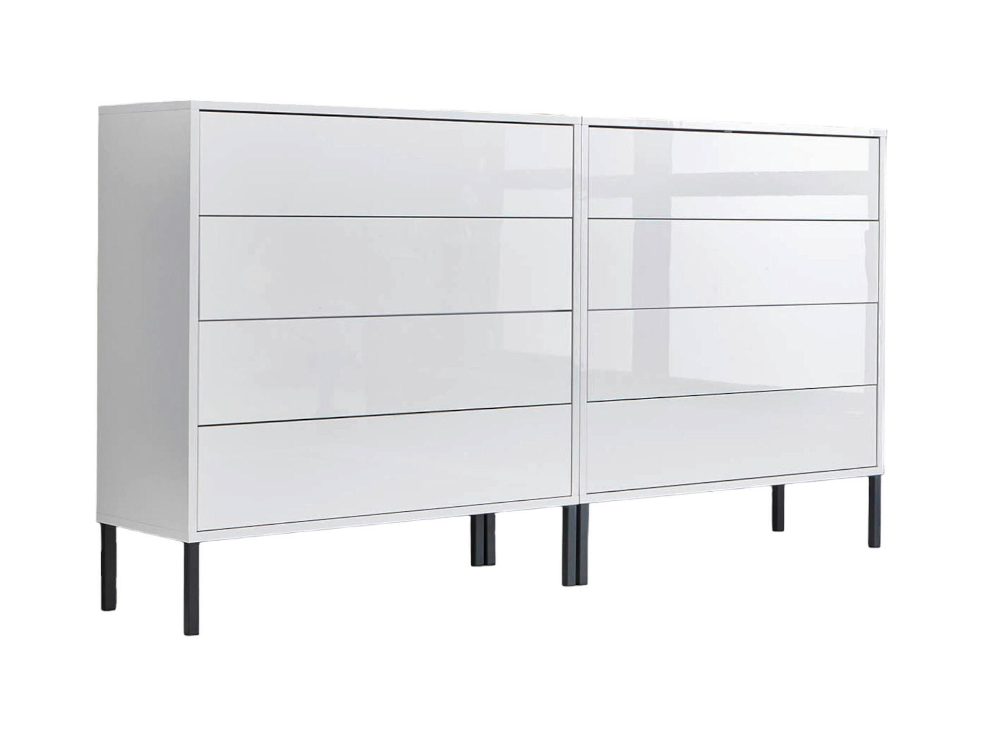 SIDEBOARD Mailand Set 1 + MF  in 158/86/33 cm  - Weiß Hochglanz/Anthrazit, MODERN, Holzwerkstoff/Metall (158/86/33cm) - MID.YOU
