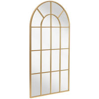 STENSKO OGLEDALO, 100/180/3 cm kovina, steklo, leseni material  - zlate barve, Design, kovina/steklo (100/180/3cm) - MID.YOU