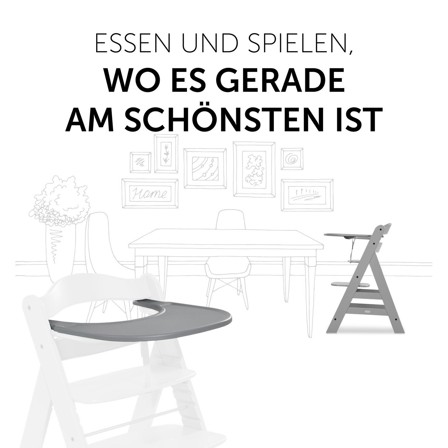 ESS- UND SPIELBRETT ALPHA CLICK TRAY  - Grau, Basics, Kunststoff (46/44/3,5cm) - Hauck