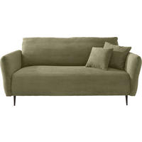 3-SITZER-SOFA Cord Olivgrün  - Schwarz/Olivgrün, Design, Textil/Metall (201/97/102cm) - Livetastic