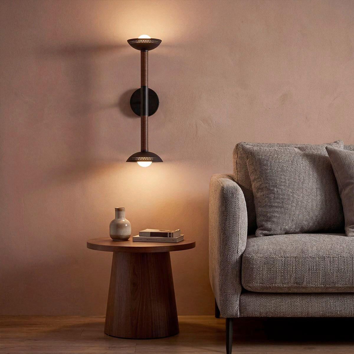 LED-WANDLEUCHTE Alora Mood 57,2/15,2 cm  - Walnussfarben/Schwarz, Design, Glas/Metall (57,2/15,2cm) - Elstead Lighting