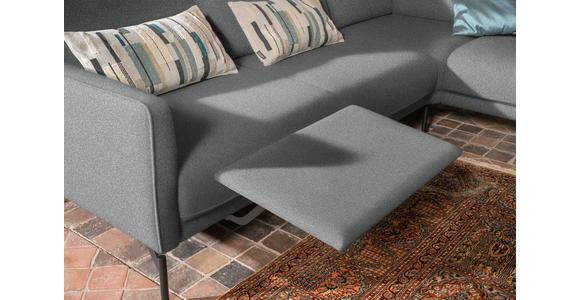 ECKSOFA in Flachgewebe, Struktur Hellgrau  - Anthrazit/Hellgrau, Design, Textil/Metall (254/230cm) - Ambiente