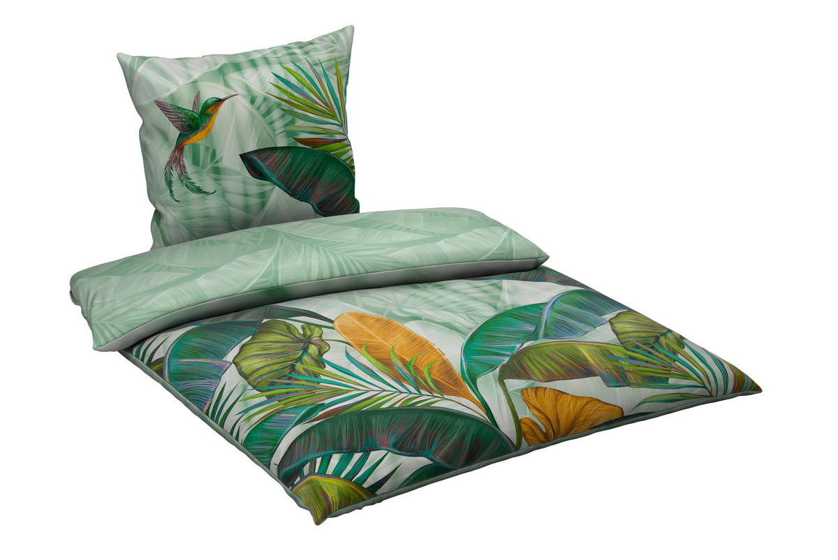 WENDEBETTWÄSCHE Satin 135/200 cm  - Grün, Textil (135/200cm) - Novel