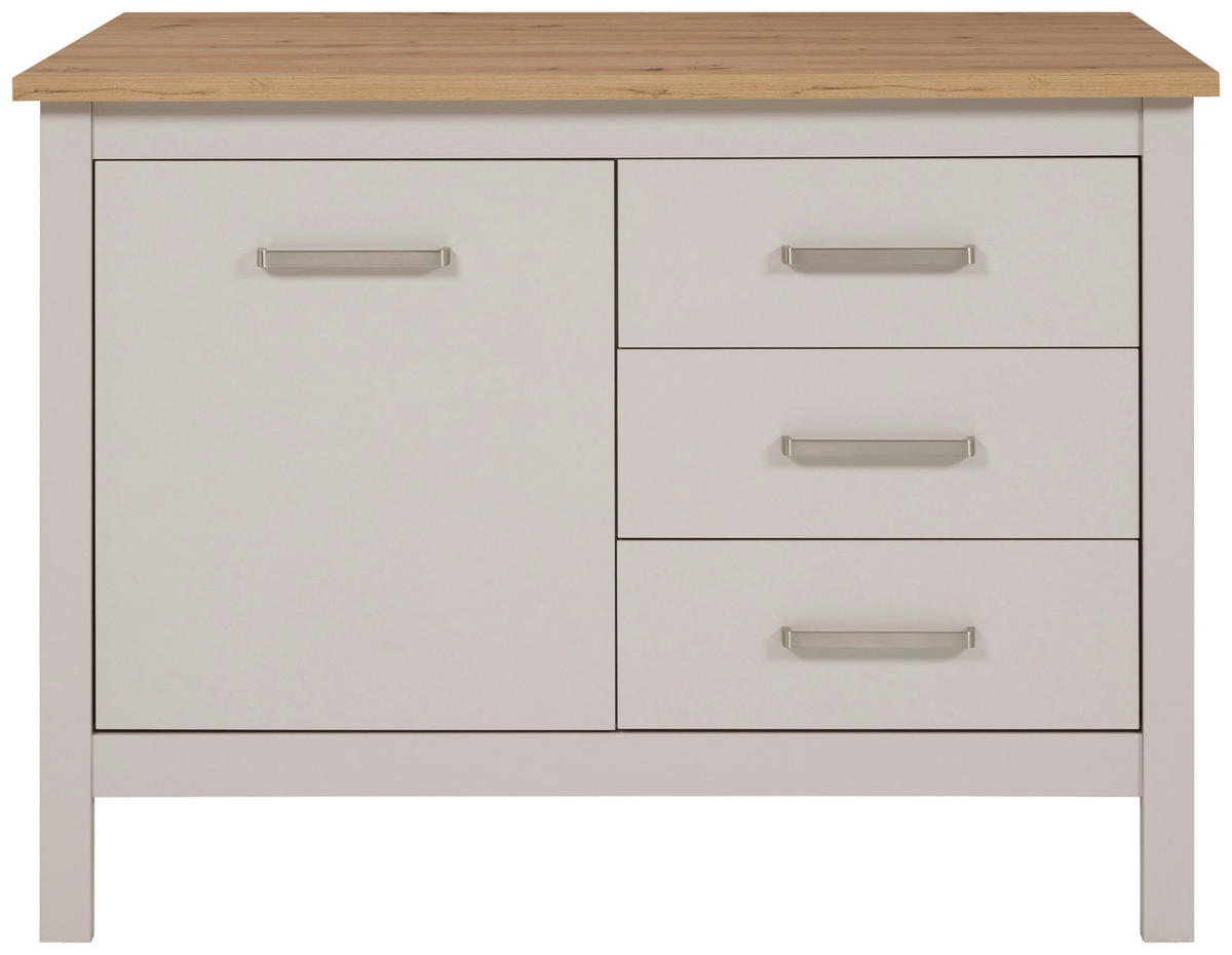 KÜCHENINSEL 124/91,5/75 cm  in Kaschmir, Eiche Artisan  - Kaschmir/Silberfarben, ROMANTIK / LANDHAUS, Holzwerkstoff/Metall (124/91,5/75cm) - home24