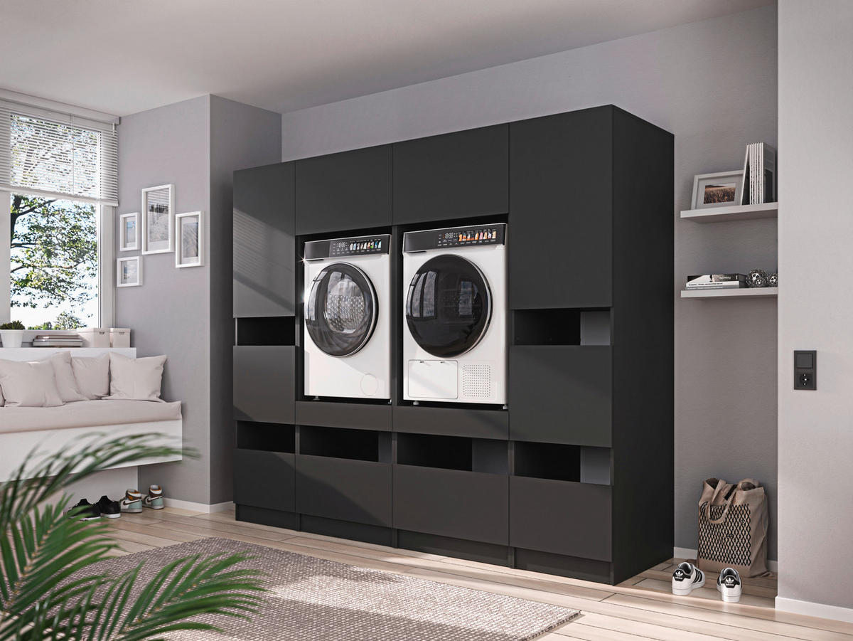 MEHRZWECKSCHRANK 50/200/68 cm  in Anthrazit  - Anthrazit/Schwarz, Design, Holzwerkstoff/Metall (50/200/68cm) - Milino