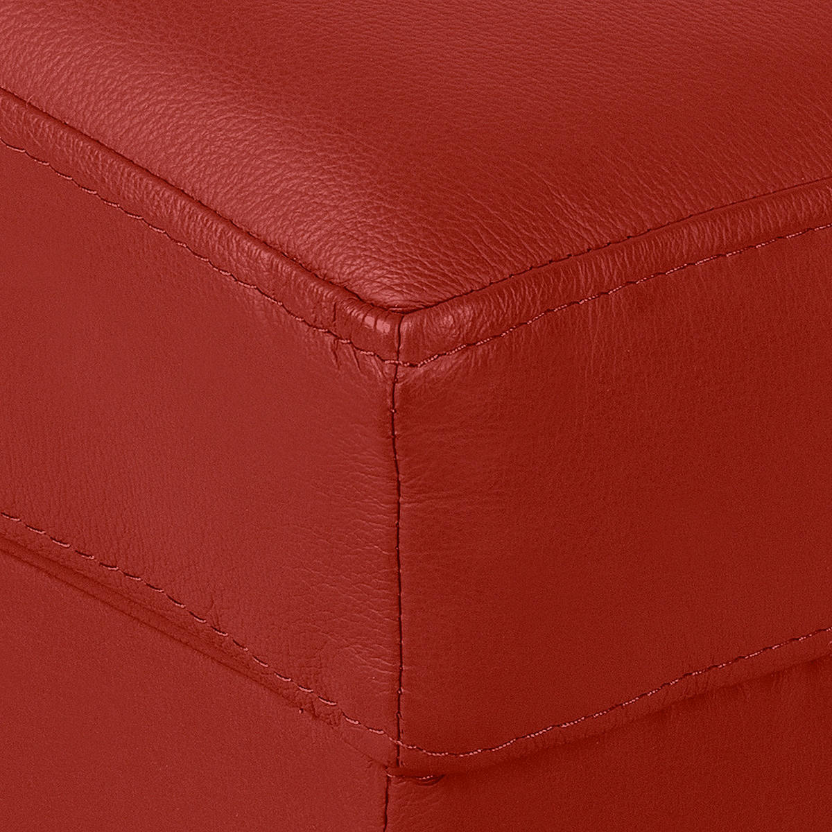 HOCKER in Leder Rot  - Chromfarben/Rot, Design, Leder/Metall (91/44/57cm) - Livetastic