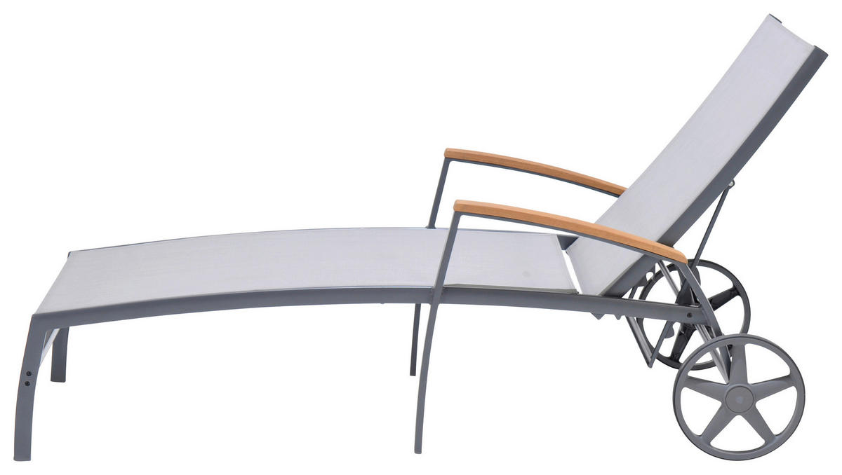 GARTENLIEGE 78/103/180 cm Eukalyptusholz  - Hellgrau/Grau, Design, Holz/Textil (78/103/180cm) - Ambia Garden