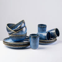 KOMBISERVICE Blau WILDE SCHLUCHT 16-teilig 4 Personen  - Blau, Basics, Keramik - Gipfelstück