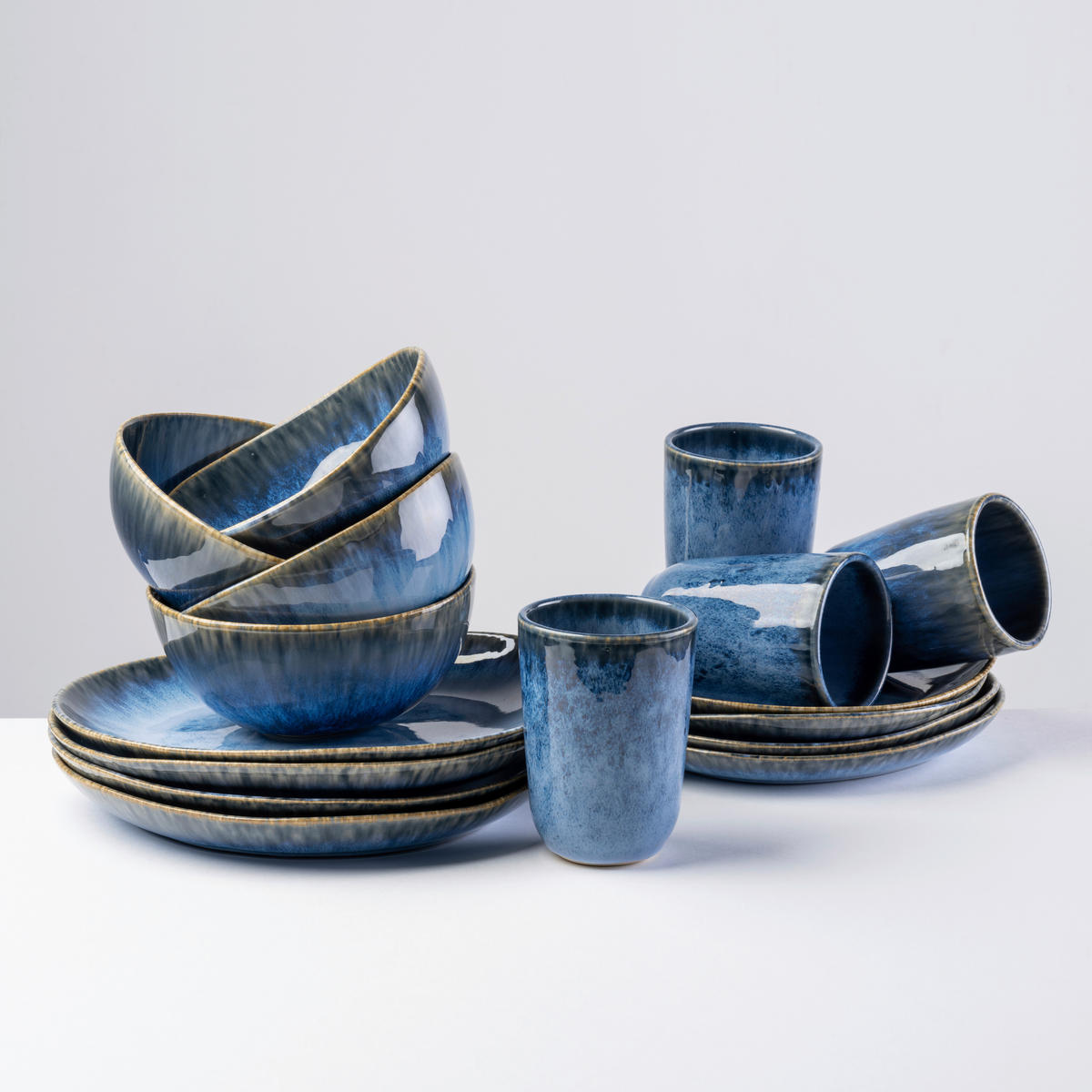 KAFFEEBECHERSET WILDE SCHLUCHT 4-teilig  - Blau, Basics, Keramik (8,4/11,5cm) - Gipfelstück