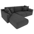 ECKSOFA Dunkelgrau Velours  - Chromfarben/Dunkelgrau, KONVENTIONELL, Kunststoff/Textil (195/293cm) - Carryhome