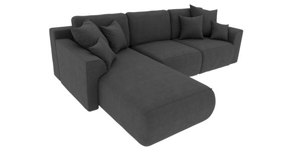 ECKSOFA in Velours Dunkelgrau  - Chromfarben/Dunkelgrau, KONVENTIONELL, Kunststoff/Textil (195/293cm) - Carryhome