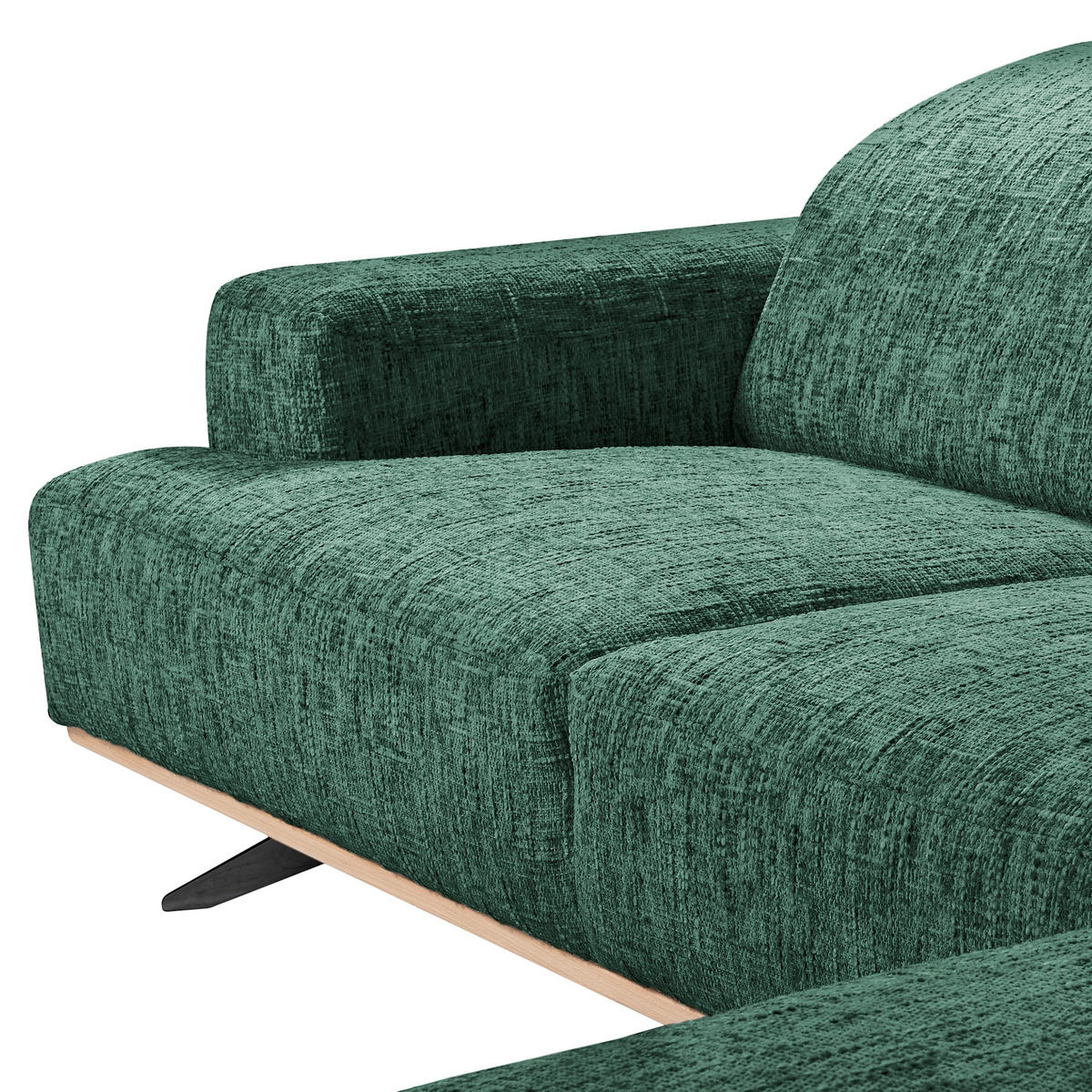 ECKSOFA Struktur Grün  - Schwarz/Grün, Design, Holz/Textil (295/187cm) - Livetastic