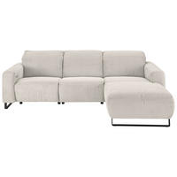 ECKSOFA Creme Cord Rücken echt, Relaxfunktion, Kopfteilverstellung  - Creme/Schwarz, KONVENTIONELL, Textil/Metall (266/180cm) - Hom`in