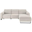 ECKSOFA Creme Cord Rücken echt, Relaxfunktion, Kopfteilverstellung  - Creme/Schwarz, KONVENTIONELL, Textil/Metall (266/180cm) - Hom`in