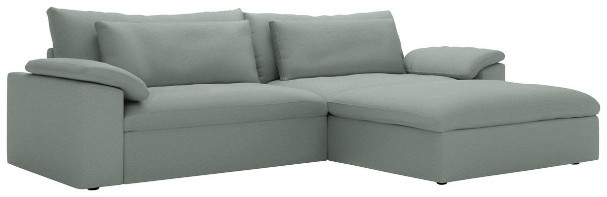 ECKSOFA  Chenille Hellgrau  - Hellgrau/Schwarz, Modern, Kunststoff/Textil (306/198cm) - Carryhome