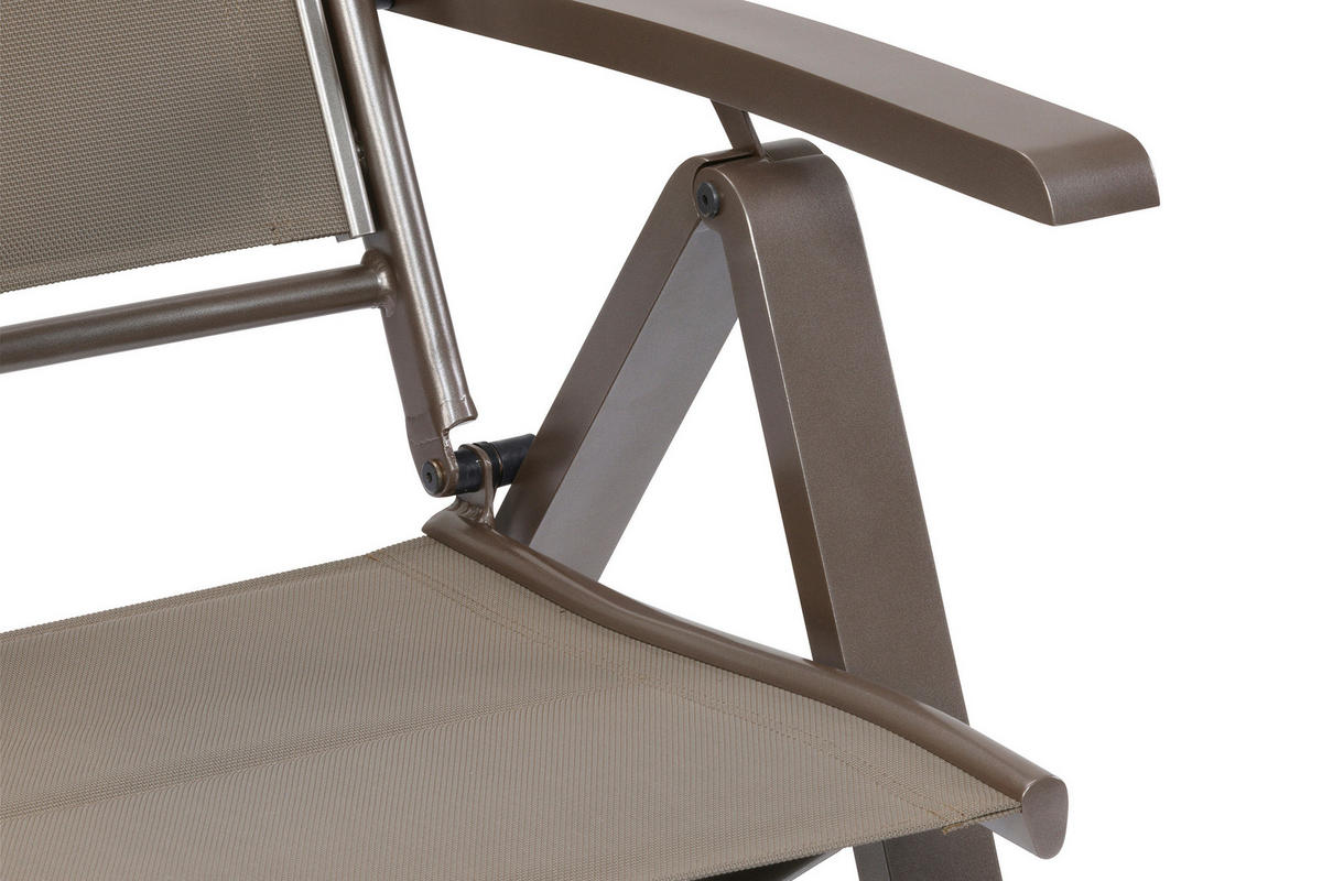 GARTENKLAPPSESSEL Aluminium Braun, Taupe  - Taupe/Braun, MODERN, Textil/Metall (59,5/116/70cm) - Gardenson