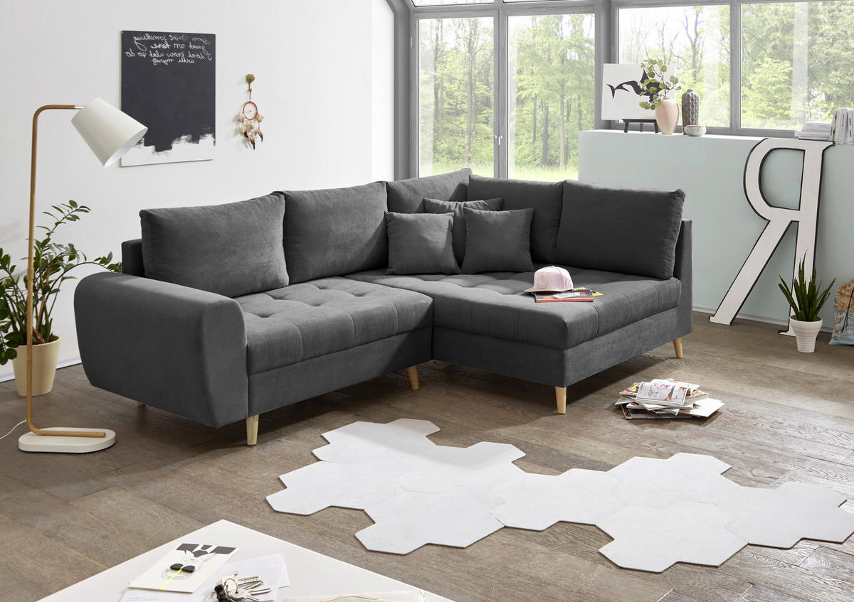 KUTNA GARNITURA tekstil, drvni materijal  antracit   - boje bora/antracit, Konvencionalno, drvni materijal/tekstil (249/175cm) - MID.YOU
