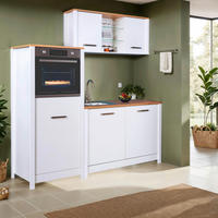 KÜCHENLEERBLOCK   in Weiß, Eiche Artisan  - Silberfarben/Weiß, MODERN, Glas/Holzwerkstoff (200/167/60cm) - home24