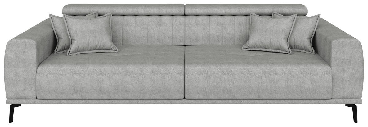 BIGSOFA Webstoff Grau  - Schwarz/Grau, KONVENTIONELL, Textil/Metall (280/80/110cm) - Carryhome