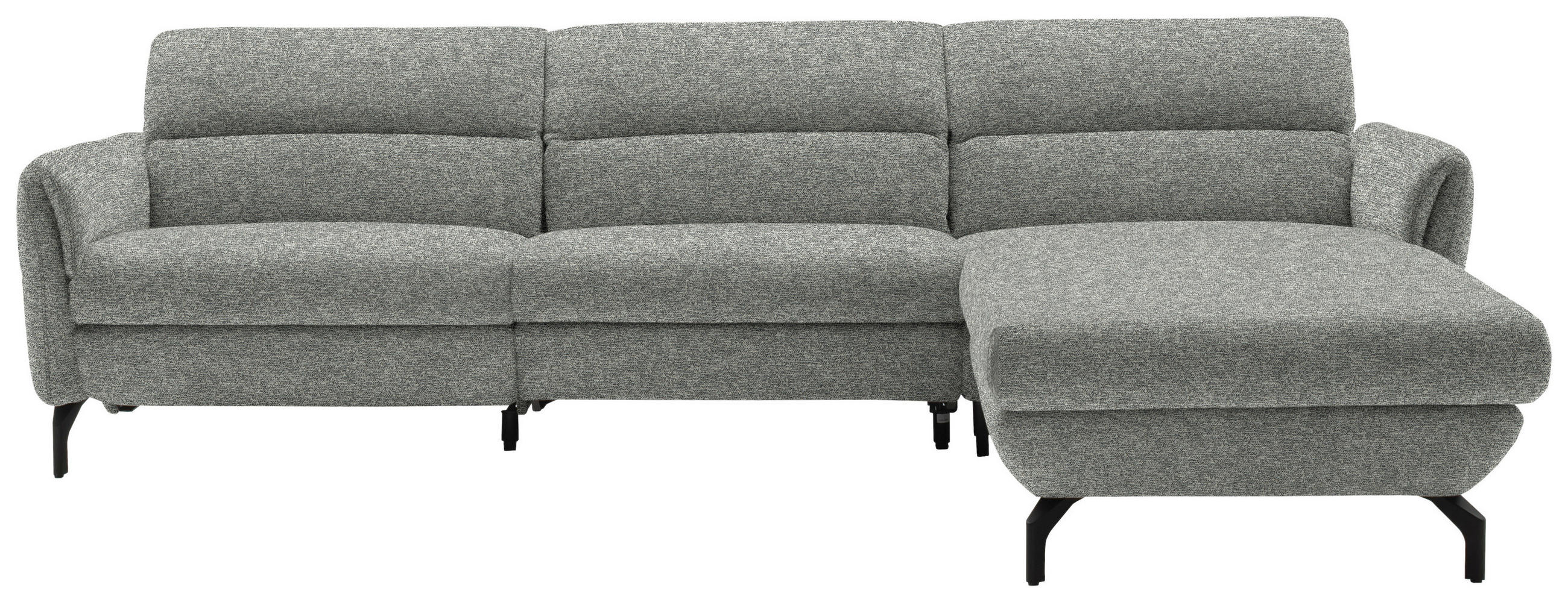 ECKSOFA Hellgrau, Grau Chenille  - Hellgrau/Schwarz, Design, Textil/Metall (299/187cm) - Schöner Wohnen