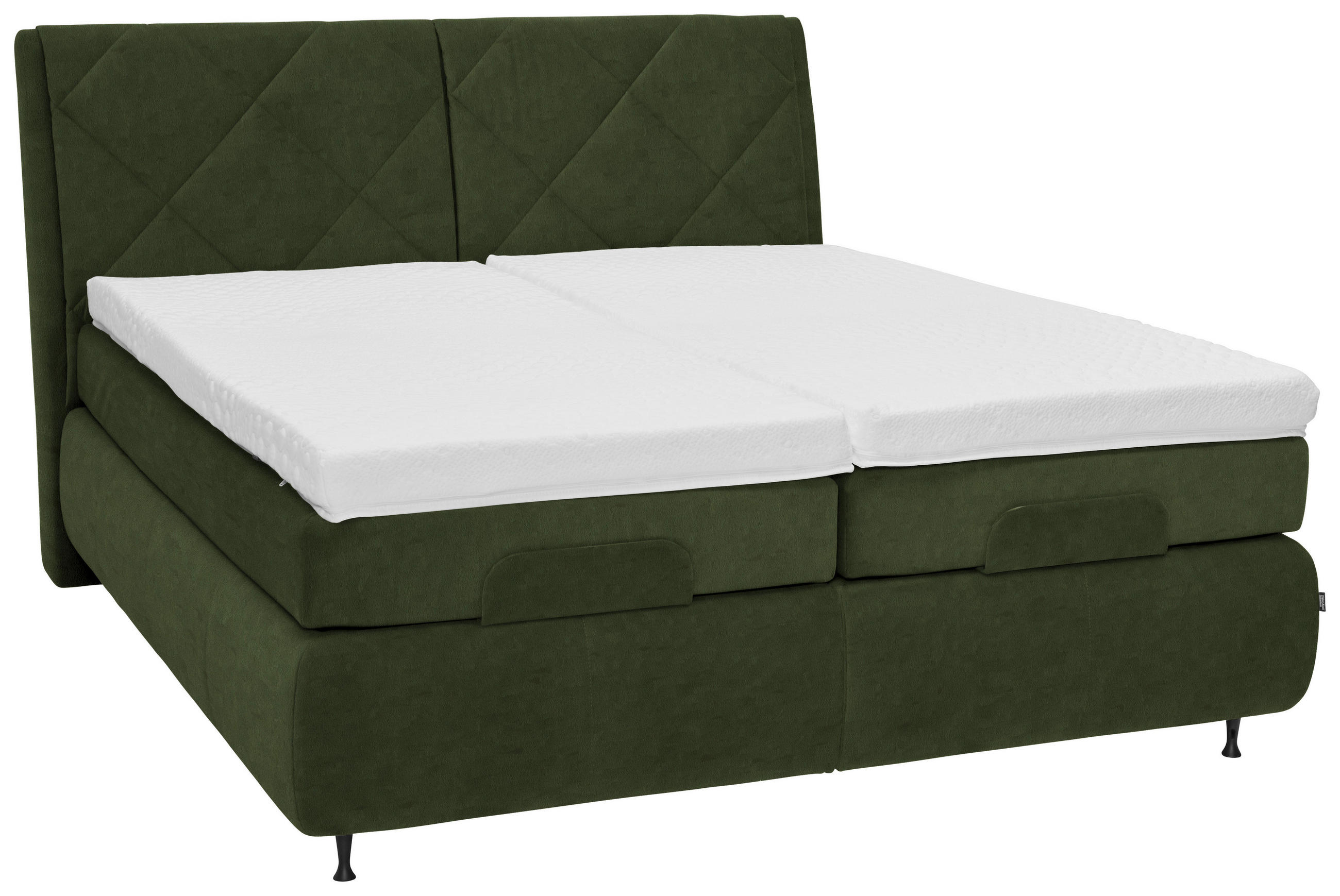BOXSPRINGBETT 180/200 cm  in Dunkelgrün  - Dunkelgrün/Schwarz, KONVENTIONELL, Textil/Metall (180/200cm) - Dieter Knoll