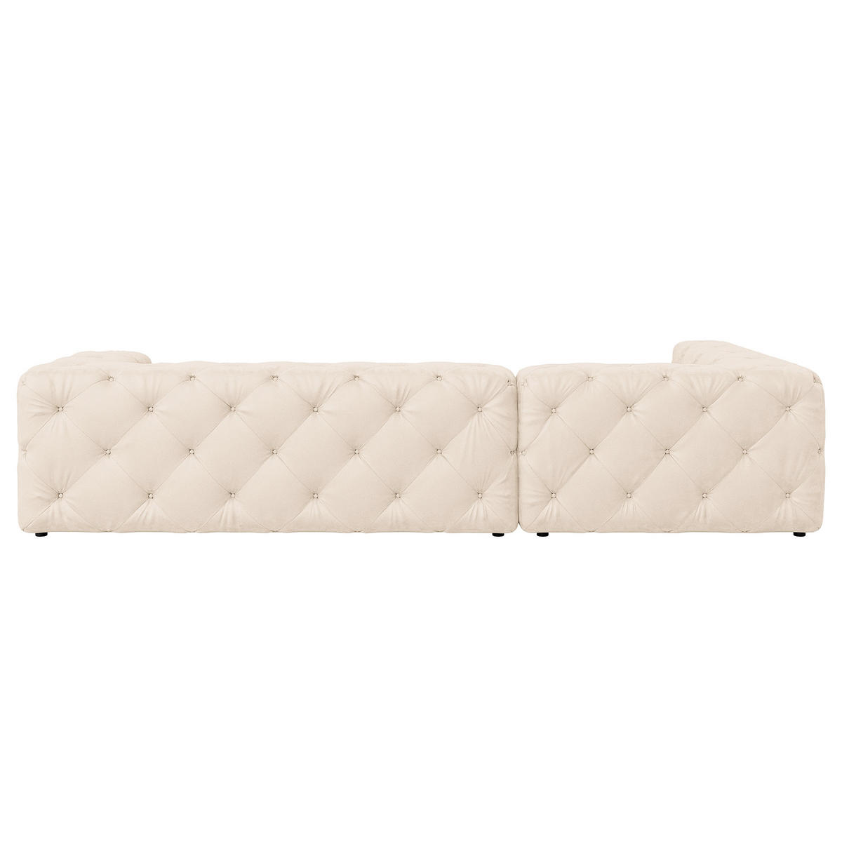 ECKSOFA Fresco in Samt Creme  228/325 cm  - Creme/Schwarz, Design, Kunststoff/Textil (228/325cm) - P & B
