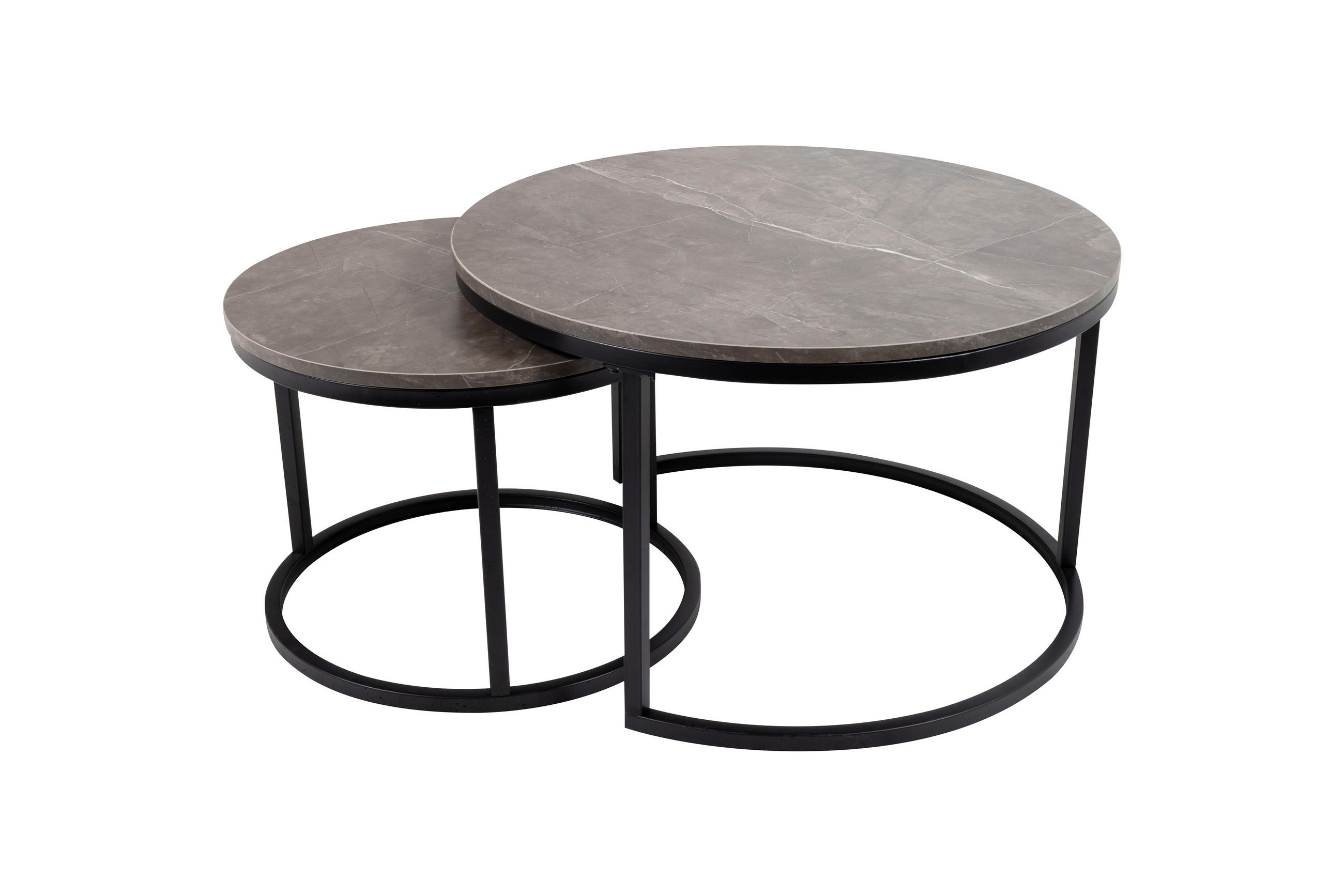 COUCHTISCHSET 50-70/50-70/38-42 cm rund Grau, Multicolor, Schwarz ausziehbar, einfacher Aufbau, individuell kombinierbar  - Multicolor/Schwarz, Design, Holzwerkstoff/Metall (50-70/50-70/38-42cm) - MID.YOU