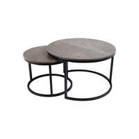COUCHTISCHSET 50-70/50-70/38-42 cm rund Grau, Multicolor, Schwarz ausziehbar, einfacher Aufbau, individuell kombinierbar  - Multicolor/Schwarz, Design, Holzwerkstoff/Metall (50-70/50-70/38-42cm) - MID.YOU