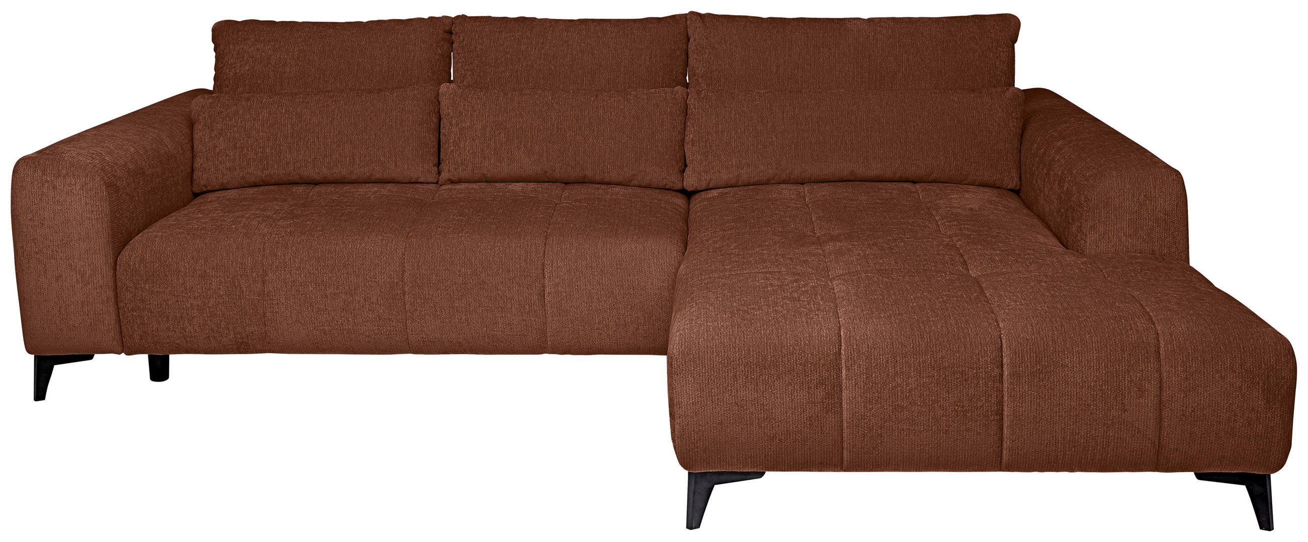 ECKSOFA Rostfarben Chenille  - Rostfarben/Schwarz, KONVENTIONELL, Kunststoff/Textil (279/222cm) - Hom`in