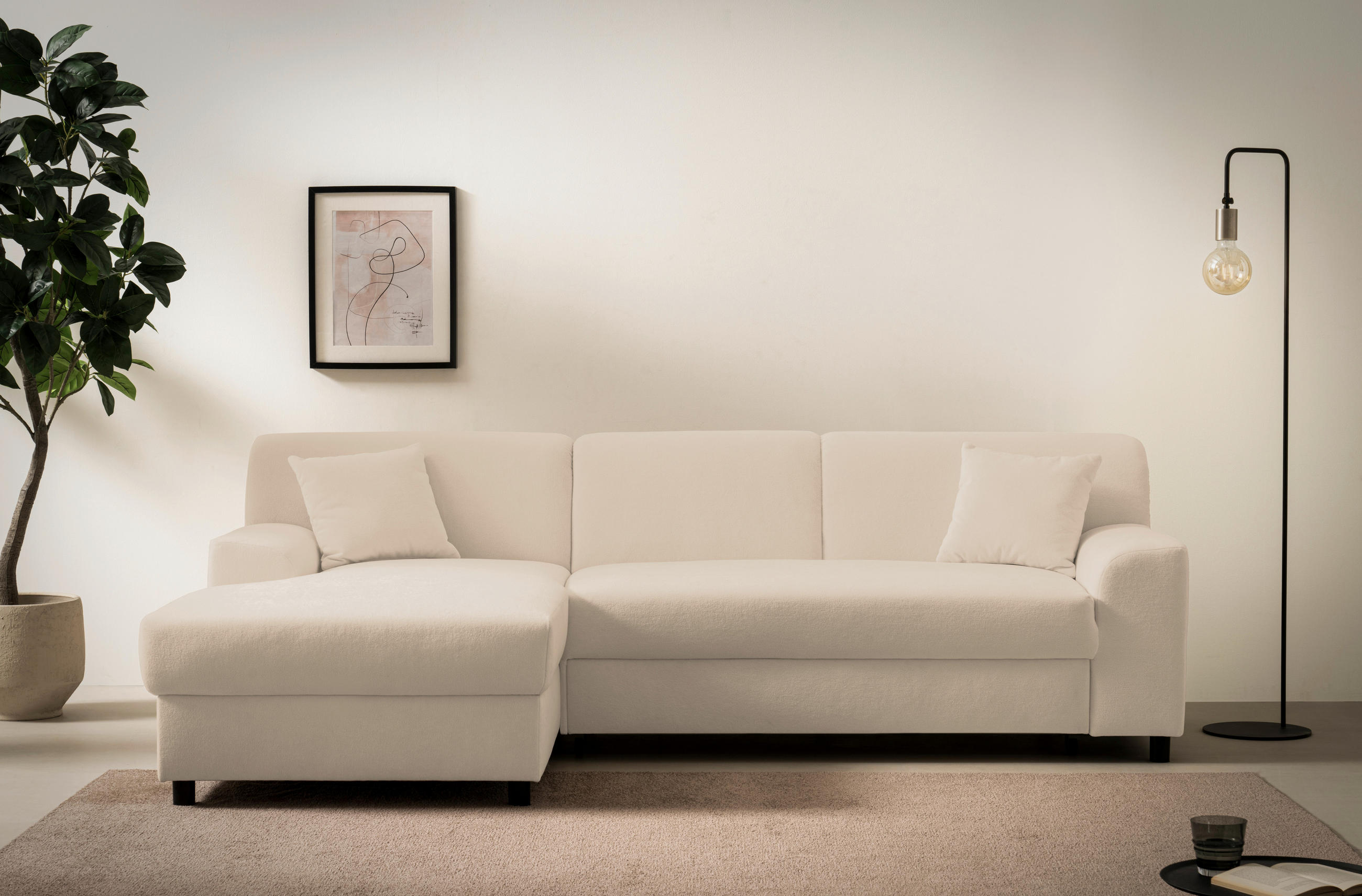 ECKSOFA CAPRI 2 Beige Mikrofaser Zierkissen  - Beige/Schwarz, Basics, Kunststoff/Textil (146/241cm) - MID.YOU