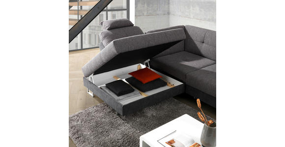 WOHNLANDSCHAFT in Flachgewebe Hellgrau, Dunkelbraun - Chromfarben/Dunkelbraun, Design, Textil/Metall (296/229cm) - Novel