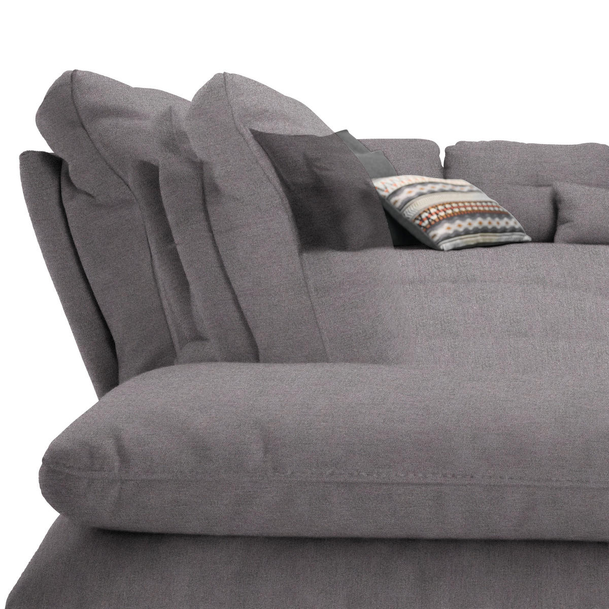 ECKSOFA in Flachgewebe Anthrazit  - Anthrazit/Schwarz, Design, Textil/Metall (344/271cm) - Chilliano