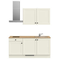 KÜCHENBLOCK 180 cm   in Weiß, Eichefarben  - Eichefarben/Schwarz, MODERN, Holzwerkstoff/Metall (180cm) - Nobilia