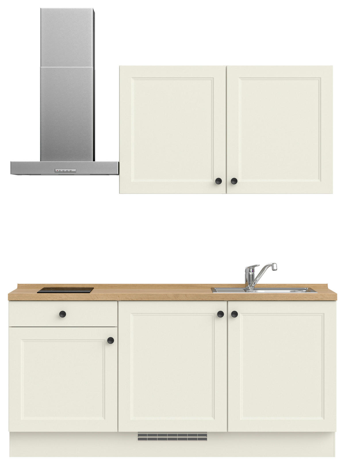 KÜCHENBLOCK 180 cm   in Weiß, Eichefarben  - Eichefarben/Schwarz, MODERN, Holzwerkstoff/Metall (180cm) - Nobilia