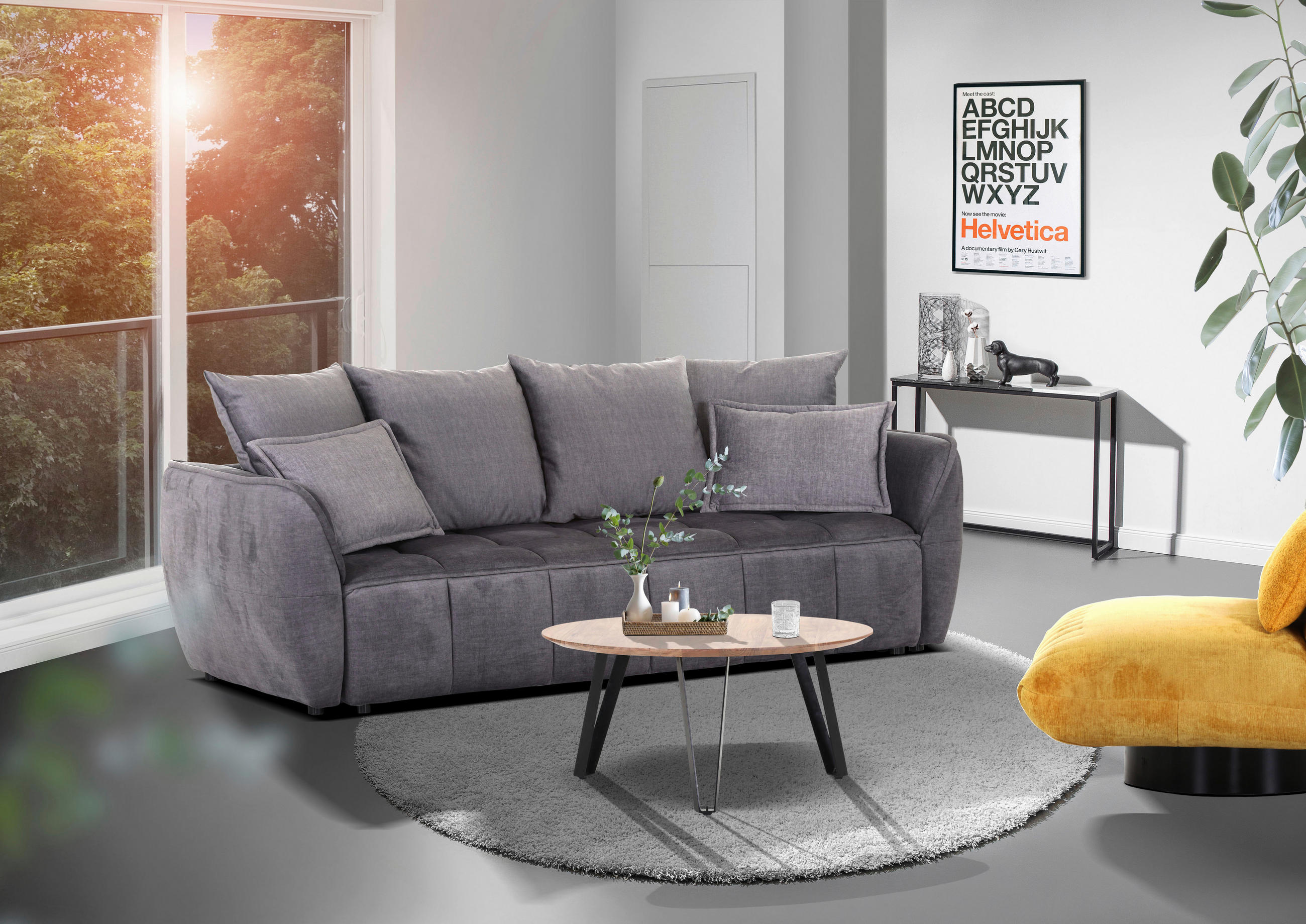SCHLAFSOFA Flachgewebe Dunkelgrau  - Dunkelgrau/Schwarz, KONVENTIONELL, Kunststoff/Textil (250/70/118cm) - Carryhome