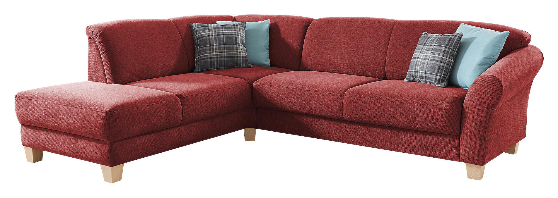 ECKSOFA in Flachgewebe Rot - Rot/Naturfarben, Konventionell, Holz/Textil (212/257cm) - Sit & More