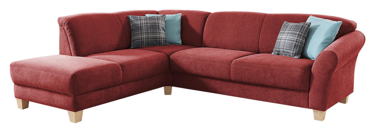 ECKSOFA in Flachgewebe Rot  - Rot/Naturfarben, Konventionell, Holz/Textil (212/257cm) - Sit & More