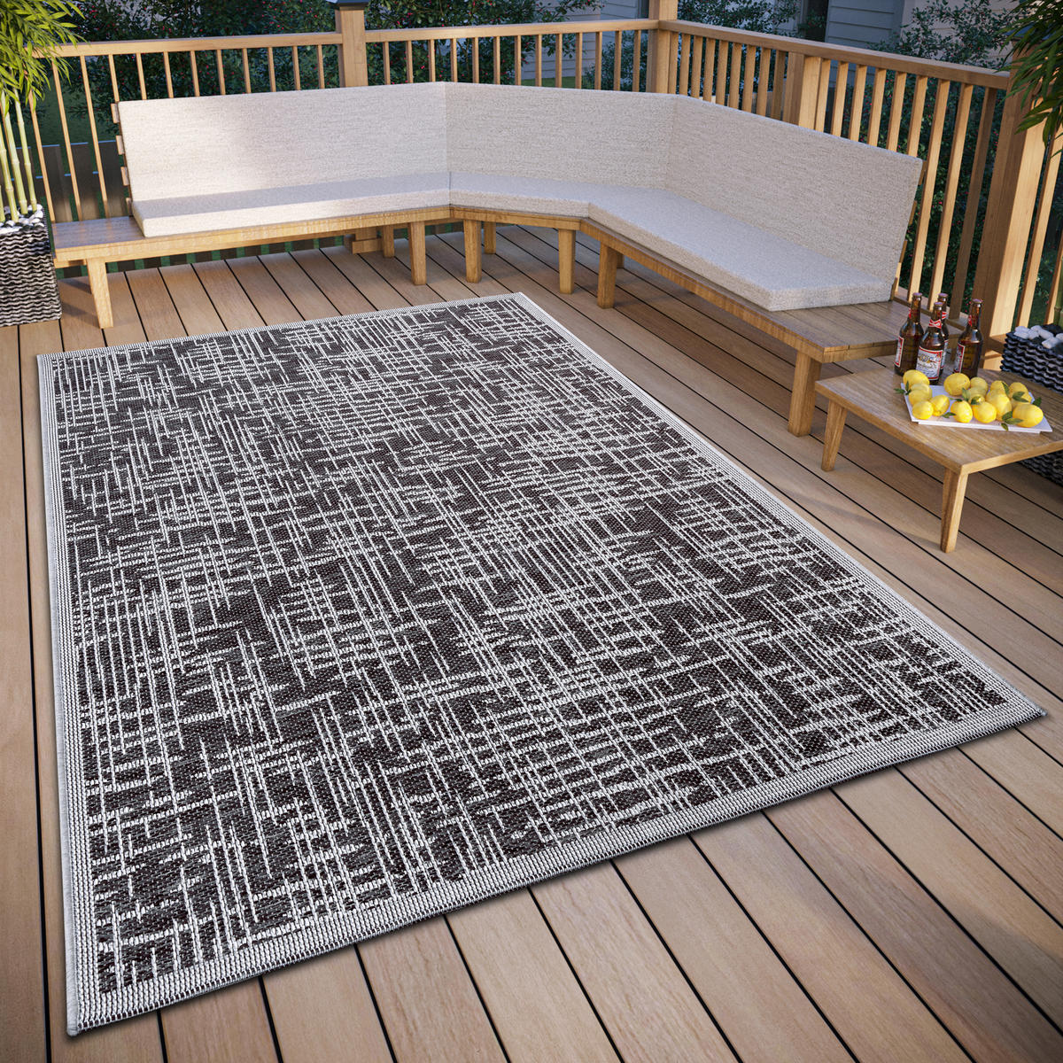 OUTDOORTEPPICH 63/120 cm Clyde Beige, Grau  - Beige/Grau, Design, Kunststoff (63/120cm) - Hanse Home