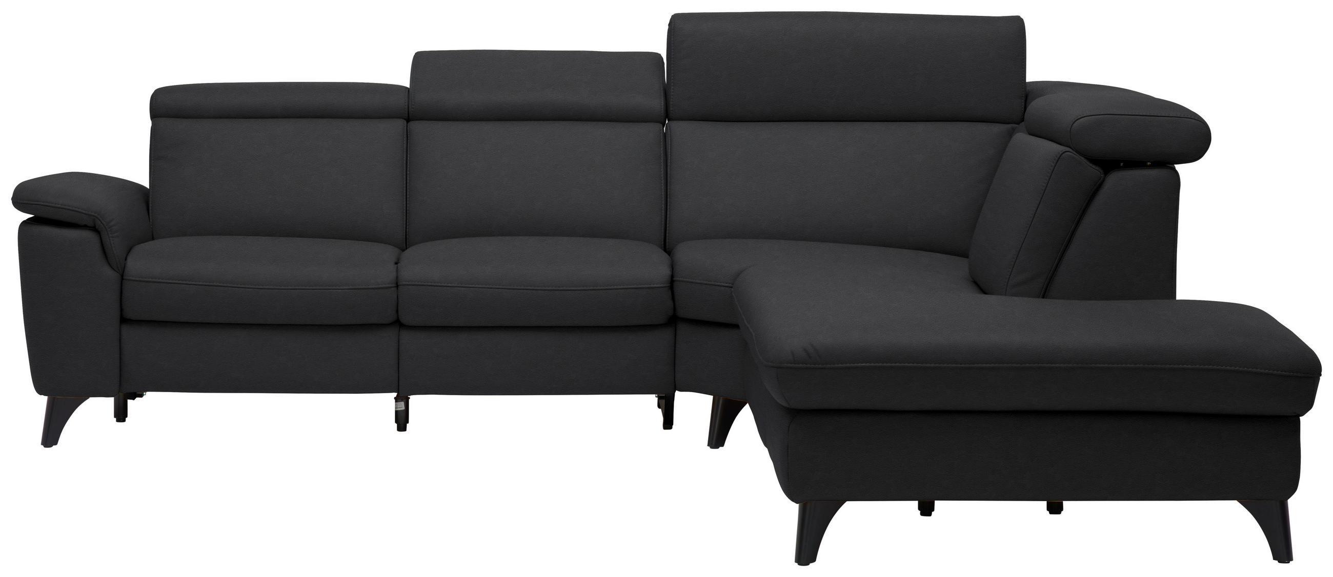 ECKSOFA in Echtleder Schwarz  - Schwarz, Design, Leder/Metall (285/239cm) - Cantus