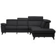 ECKSOFA in Echtleder Schwarz  - Schwarz, Design, Leder/Metall (285/239cm) - Cantus