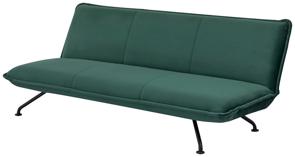 SCHLAFSOFA in Velours Grün  - Schwarz/Grün, MODERN, Textil/Metall (190/79/89cm) - MID.YOU