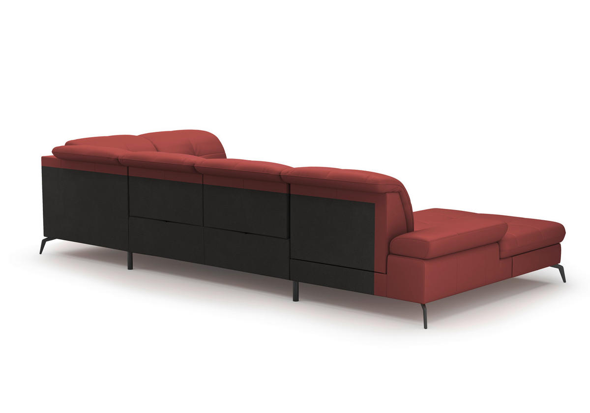 WOHNLANDSCHAFT in Vliesstoff Kombination Echtleder/Stoff Rotbraun  - Rotbraun/Schwarz, Konventionell, Leder/Textil (185/357/231cm) - Sit & More