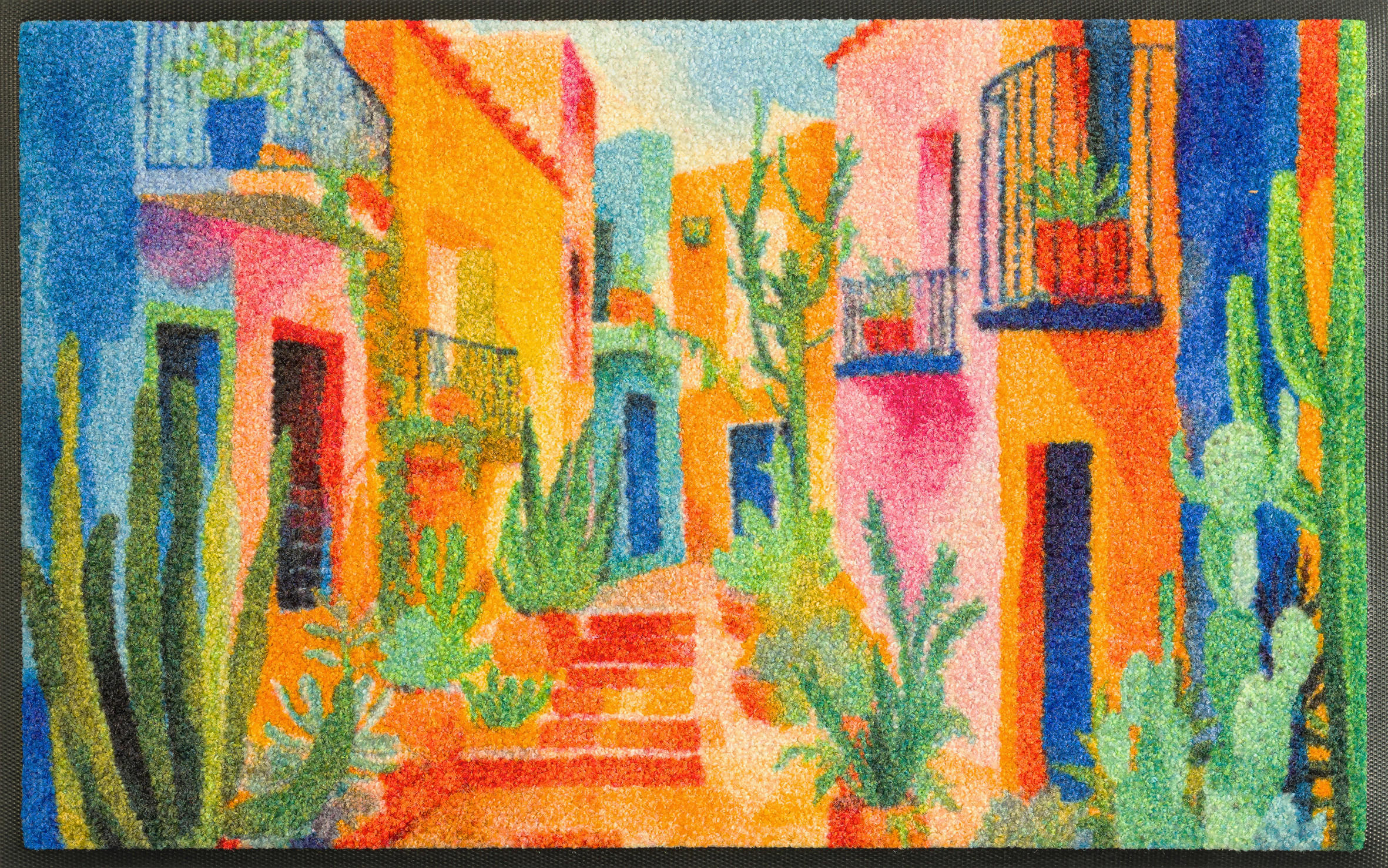 FUßMATTE 40/60 cm Casas de Colores  - Blau, Trend, Kunststoff/Textil (40/60cm) - wash+dry