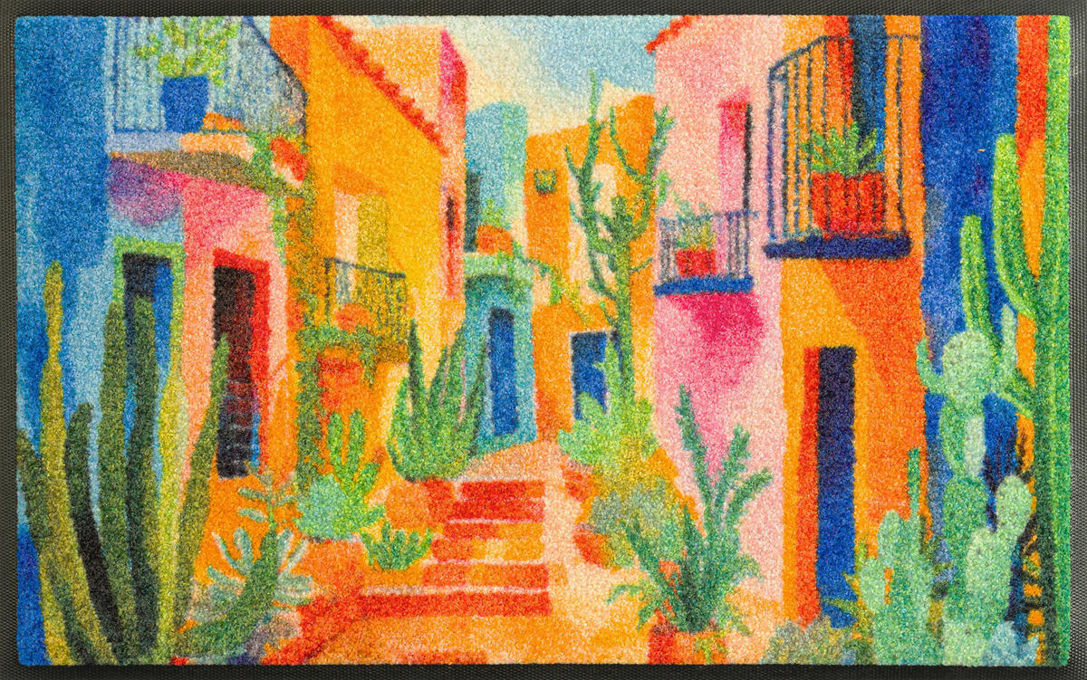 FUßMATTE 40/60 cm Casas de Colores  - Blau, Trend, Kunststoff/Textil (40/60cm) - wash+dry