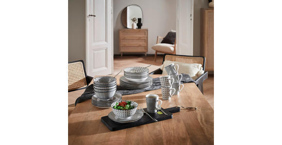 KOMBISERVICE Tokyo 30-teilig  - Schwarz/Weiß, Trend, Keramik - Novel