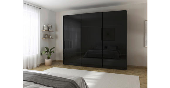 SCHWEBETÜRENSCHRANK in Schwarz - Schwarz, KONVENTIONELL, Glas/Holzwerkstoff (242/223/68cm) - Novel