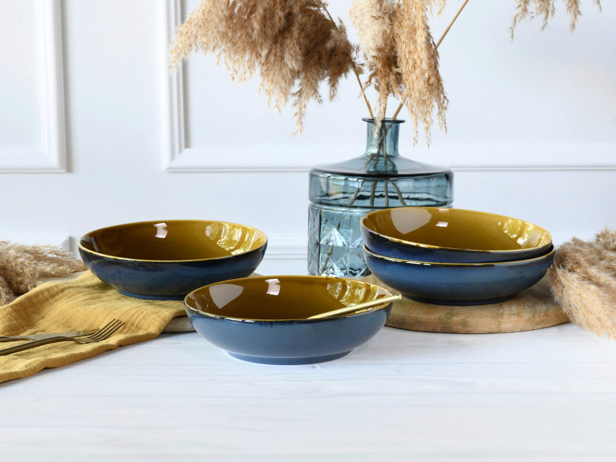 SCHÜSSELSET Mallorca 4-teilig  - Blau/Braun, Basics, Keramik - Creatable