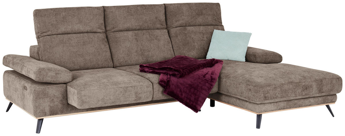ECKSOFA in Struktur Schlammfarben  - Schlammfarben/Schwarz, Modern, Textil/Metall (283/194cm) - MID.YOU