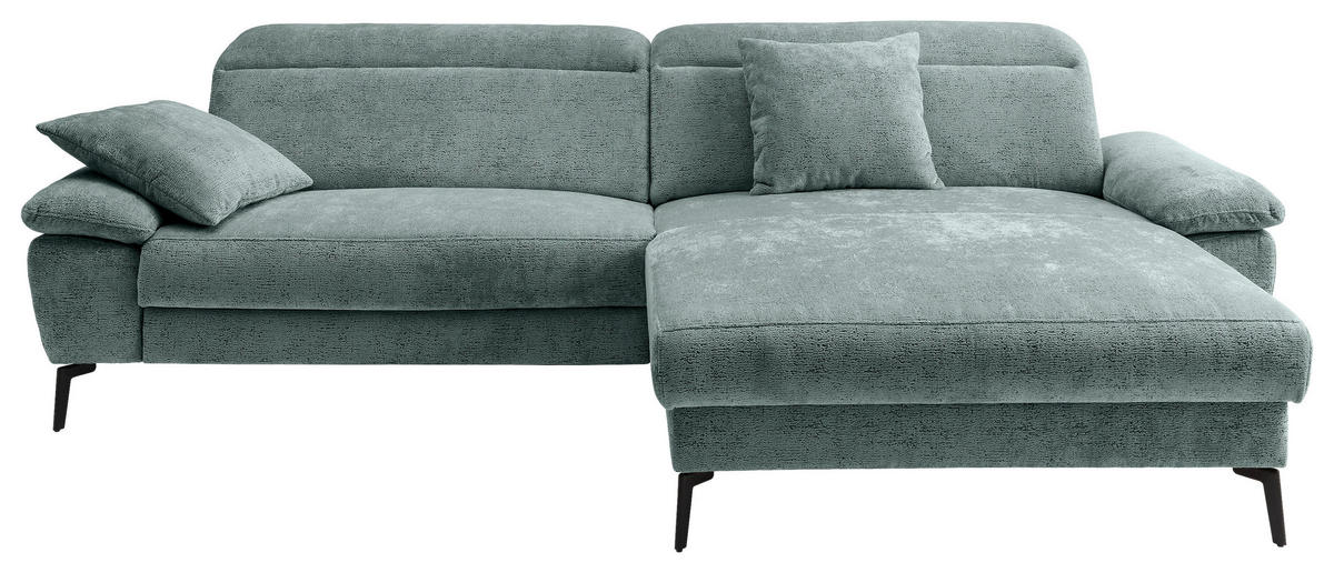 ECKSOFA CANCELLI Chenille Zierkissen, Relaxfunktion  - Schwarz, KONVENTIONELL, Textil/Metall (300/178cm) - Livetastic