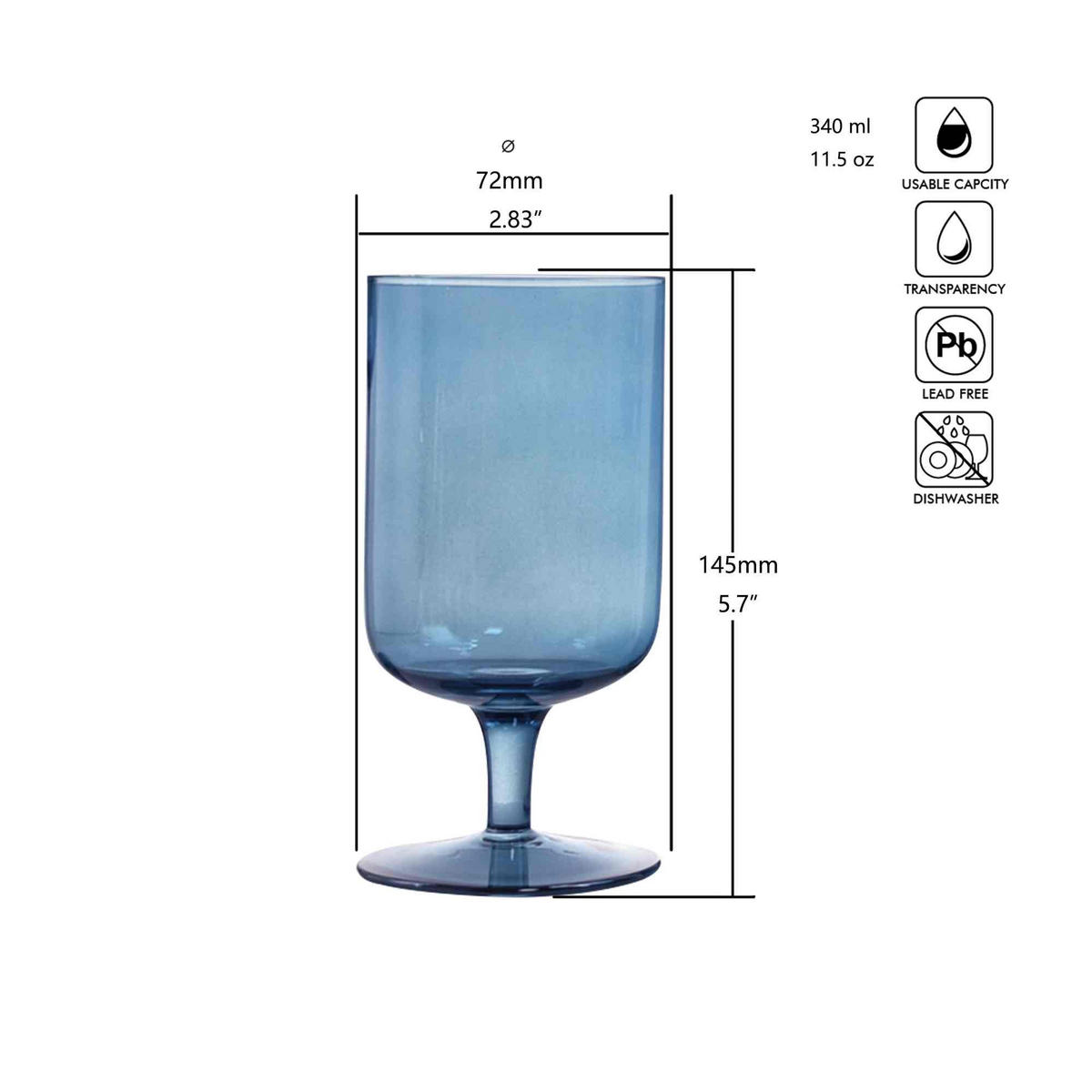WASSERGLAS 340 ml  - Blau, Trend, Glas (7,2/14,5cm) - Novel